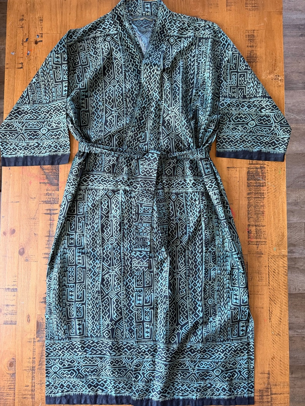 Women’s Peruvian Connection Pima Cotton Wrap Robe Geometric Print Peru M